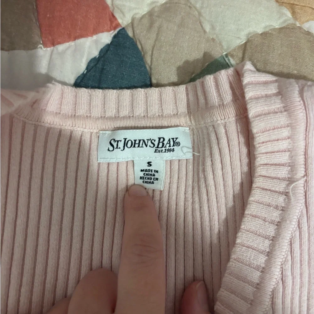 St John’s bay cotton blend sweater vneck light pink
